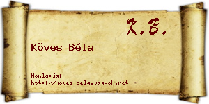 Köves Béla névjegykártya